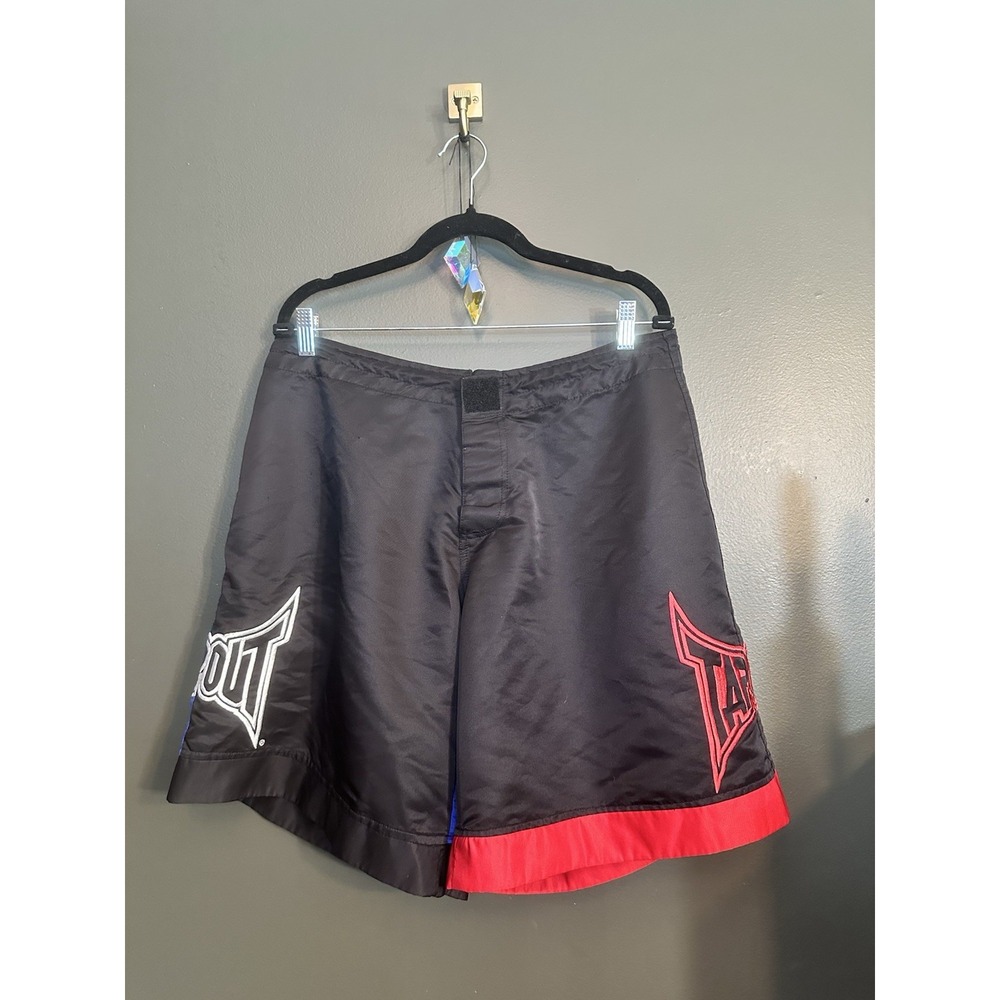 Tapout Bloody Black Blue Red MMA Shorts 36 UFC Fightwear Grappling Training